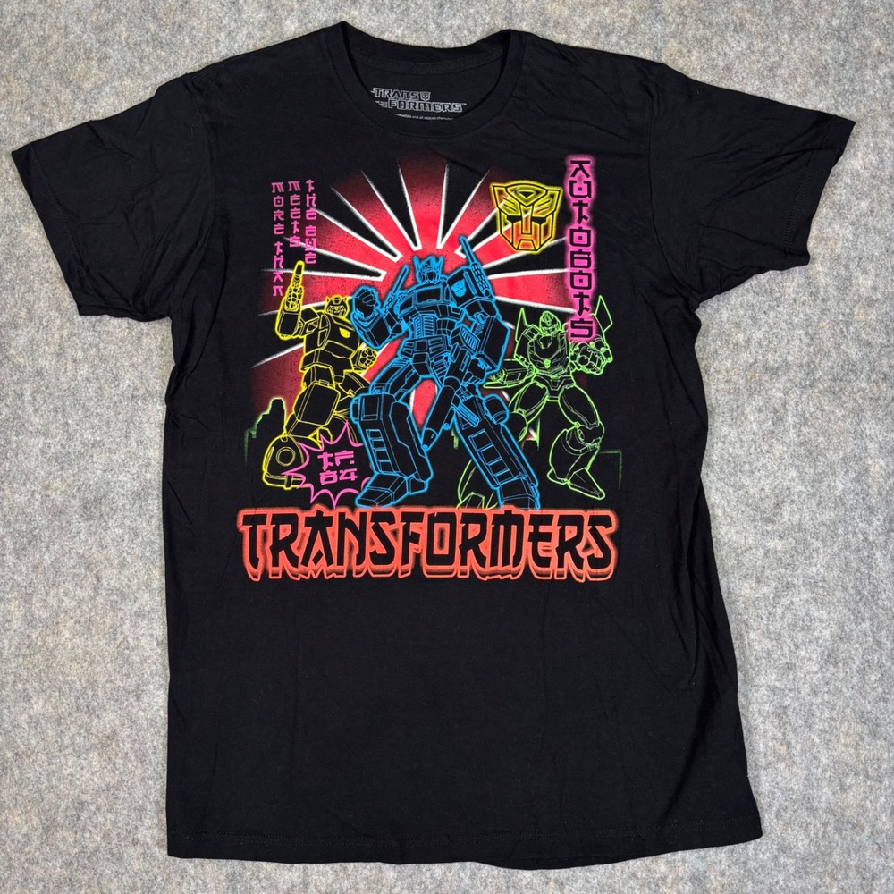 Transformers Graphic T Shirt Mens Large Black Neon Optimus Prime 2012